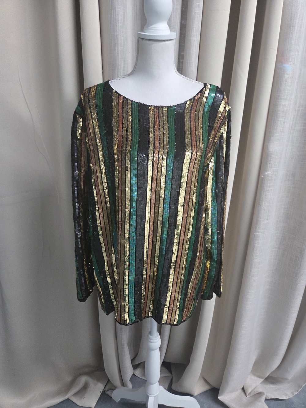 Joseph Le Bon Sequin Top Vintage 80s Glam Disco Inferno Studio 54 100% Silk